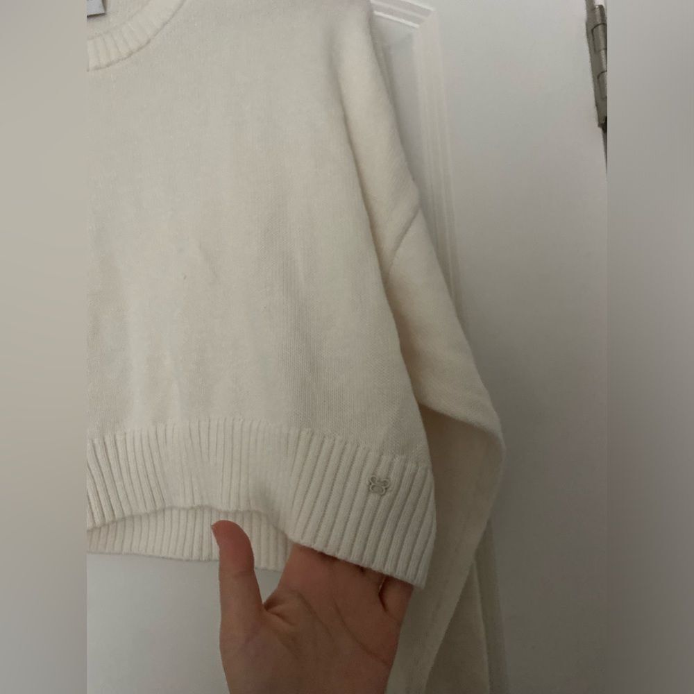 Aritzia Sunday Best Peggy Cropped Knitted White Sweater Sz S cotton cashmere - Picture 9 of 16